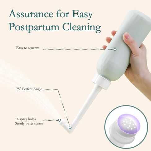 زجاجة بيري 17oz للعناية بعد الولادة، زاوية 75 درجة رأسًا على عقب، زجاجة بيري للنظافة الأنثوية، بيديت زجاجة بيري للسفر من أجل تعافي العجان وتنظيفه بعد الولادة in Kuwait
