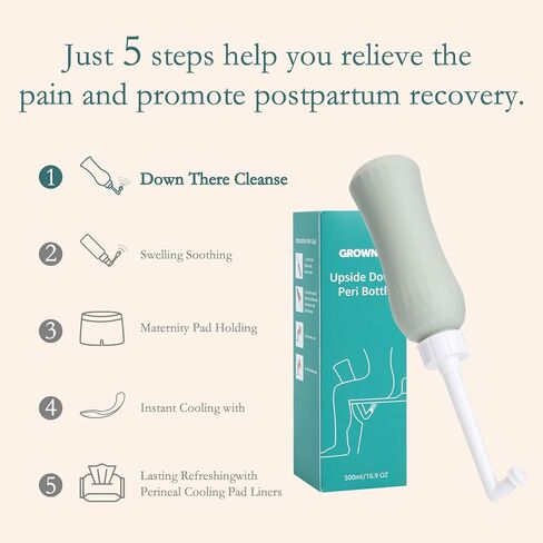 زجاجة بيري 17oz للعناية بعد الولادة، زاوية 75 درجة رأسًا على عقب، زجاجة بيري للنظافة الأنثوية، بيديت زجاجة بيري للسفر من أجل تعافي العجان وتنظيفه بعد الولادة in Kuwait