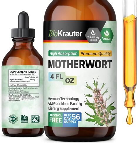 صبغة Motherwort - مستخلص عشبي Motherwort - مكمل سائل لصحة المرأة - يعزز الهدوء - خالي من الكحول والسكر - قطرات نباتية 4 أونصة سائلة. in Kuwait