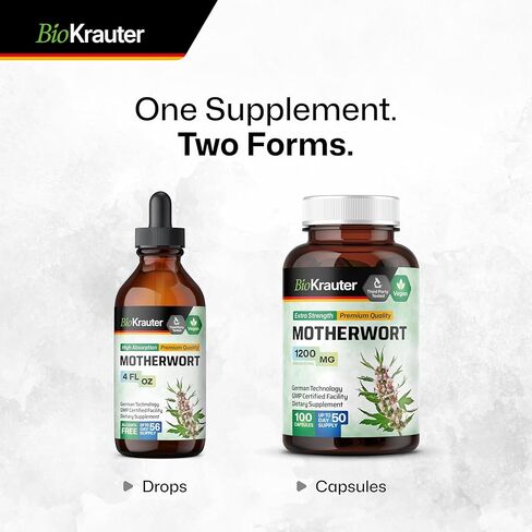 صبغة Motherwort - مستخلص عشبي Motherwort - مكمل سائل لصحة المرأة - يعزز الهدوء - خالي من الكحول والسكر - قطرات نباتية 4 أونصة سائلة. in Kuwait