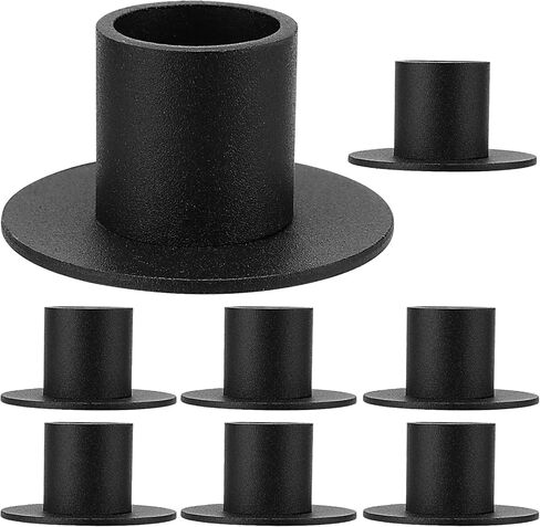 8 عبوات من حوامل الشموع السوداء مقاس 5 سم، حوامل شموع، حوامل شموع عمود مع قاعدة مستديرة، حامل شموع حديد قديم لتزيين حفلات الزفاف in Kuwait