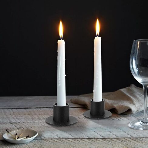 8 عبوات من حوامل الشموع السوداء مقاس 5 سم، حوامل شموع، حوامل شموع عمود مع قاعدة مستديرة، حامل شموع حديد قديم لتزيين حفلات الزفاف in Kuwait