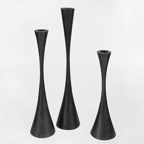 Antique Brass Iron Taper Candle Holders - Set of 3 Decorative Candle Stands for Weddings, Dinners & Parties - Elegant Candlestick Holders with Vintage Finish in Saudi Arabia