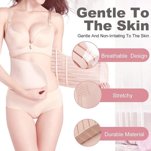 3 In 1 Postpartum Belly Band Wrap - Abdominal Binder Post Surgery C Section Compression Girdle Belt - After Birth Recovery Support - Postnatal Pelvis Waist Trainer Slimming Shapewear Body Shaper in Saudi Arabia