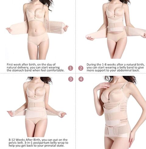 3 In 1 Postpartum Belly Band Wrap - Abdominal Binder Post Surgery C Section Compression Girdle Belt - After Birth Recovery Support - Postnatal Pelvis Waist Trainer Slimming Shapewear Body Shaper in Saudi Arabia
