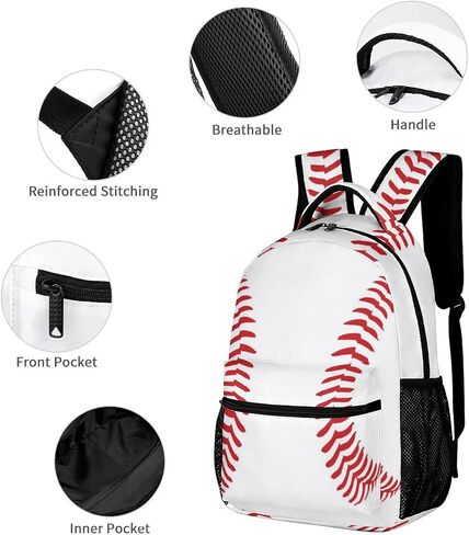 KOYI Baseball Backpack Boys Baseball Sports Softball American School Backpack, Kids Baseball Backpack for Boys Girls, Elementary Middle High School Bookbags Travel Backpack, 16.5Inch, Black White in Saudi Arabia