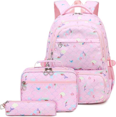 MITOWERMI Kids Girls Backpack and Lunch Box, Cute Flowers School Backpack for Girls, Elementary Middle School Bags Bookbag with Lunch Bag, Black in Saudi Arabia