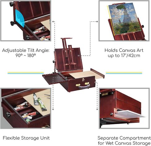 MEEDEN Pochade Box, Tabletop Easel for Painting, Portable Easel Box for Painting Canvas with Nylon Carry Bag, Painting Easel Art Easels for Painting Adult for Outdoor Travel Easel in Kuwait