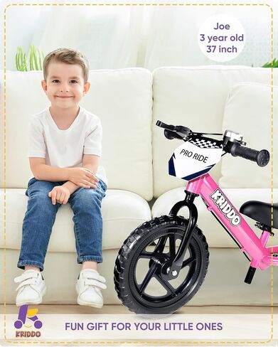 KRIDDO Pro Toddler Balance Bike 2+ Year Old with Hand Brake and Kickstand in Kuwait
