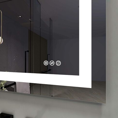 مفتاح لمس عاكس للضوء مقاس 24 × 36 بوصة مثبت على الحائط بإضاءة LED مرآة حمام CRI>90 3000K 4000K 6500K درجة حرارة لون قابلة للتعديل مضادة للضباب (ميلانو 24 بوصة WX36 H) in Saudi Arabia