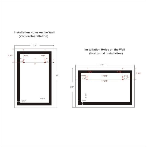 مفتاح لمس عاكس للضوء مقاس 24 × 36 بوصة مثبت على الحائط بإضاءة LED مرآة حمام CRI>90 3000K 4000K 6500K درجة حرارة لون قابلة للتعديل مضادة للضباب (ميلانو 24 بوصة WX36 H) in Saudi Arabia