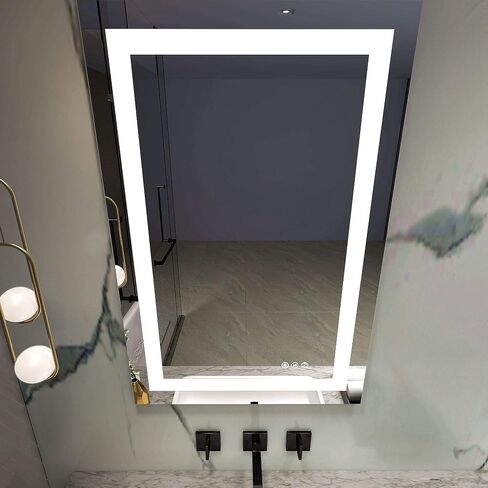 مفتاح لمس عاكس للضوء مقاس 24 × 36 بوصة مثبت على الحائط بإضاءة LED مرآة حمام CRI>90 3000K 4000K 6500K درجة حرارة لون قابلة للتعديل مضادة للضباب (ميلانو 24 بوصة WX36 H) in Saudi Arabia