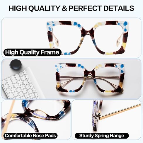 Stylish Oversized Reading Glasses for Women, Blue Light Blocking Computer Readers, Trendy Ladies Cat Eye Eyeglasses in Saudi Arabia