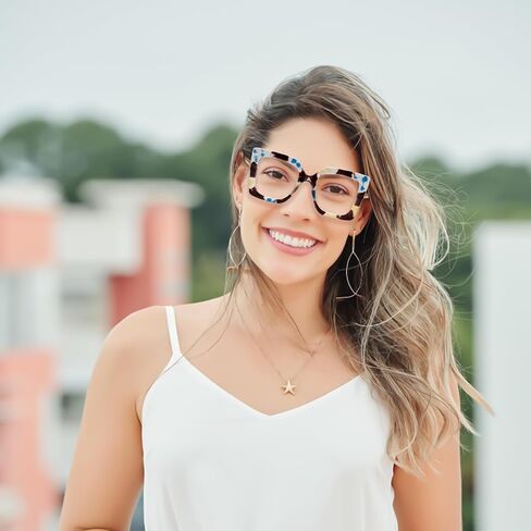 Stylish Oversized Reading Glasses for Women, Blue Light Blocking Computer Readers, Trendy Ladies Cat Eye Eyeglasses in Saudi Arabia