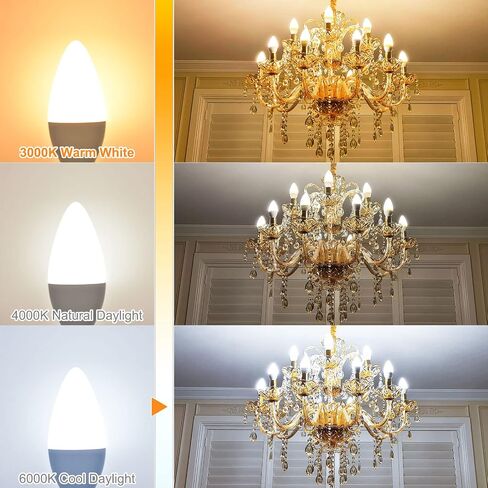 hansang E12 Candelabra LED Light Bulbs 6000K Cool Daylight White, Small Base Type B Light Bulb for Chandelier, 6W 60Watt Equivalent, B11 Ceiling Fan Light Bulbs, 600 Lumen, Non-dimmable, 6 Pack in Saudi Arabia