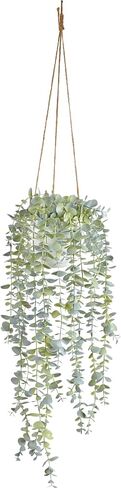 Decorative Hanging Plants for Shelf, Faux Ivy Eucalyptus Vine, Fake Greenery in White Pot (Light Green, 1PCS) in Saudi Arabia