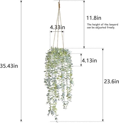 Decorative Hanging Plants for Shelf, Faux Ivy Eucalyptus Vine, Fake Greenery in White Pot (Light Green, 1PCS) in Saudi Arabia