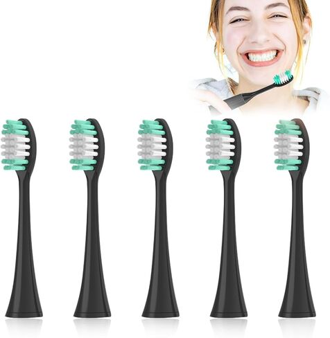 Replacement Toothbrush Heads 5 Pack for AquaSonic Black Series for Vibe Series Black Series pro, and for Duo Series pro Electric Toothbrush,Black Toothbrush Curved Shape Design in Kuwait