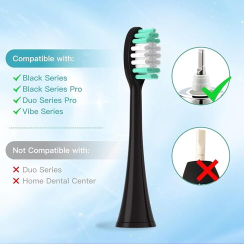 Replacement Toothbrush Heads 5 Pack for AquaSonic Black Series for Vibe Series Black Series pro, and for Duo Series pro Electric Toothbrush,Black Toothbrush Curved Shape Design in Kuwait