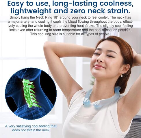 Neck Cooling Tube,Reusable Wearable Neck Cooler Ring,Wearable Cooling Neck Wraps for Summer Heat,Neck Cooling Tube with Cold Insulated Bag for Outdoor Indoor, Relief for Hot Flashes and Summer in Saudi Arabia