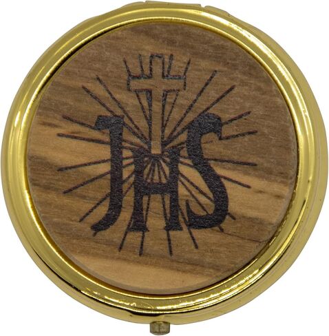 Venerare 2" Pyx for Holy Communion with Olive Wood Medallion in Saudi Arabia