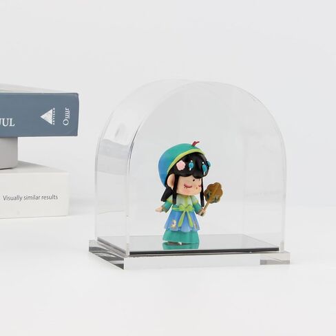 علبة عرض أكريليك مقوسة للمقتنيات، منظم حامل صندوق تخزين على سطح الطاولة مع قاعدة مرآة، صناديق أكريليك شفافة للمعادن الأحفورية المرجانية الكريستالية نموذج تمثال عرض in Kuwait