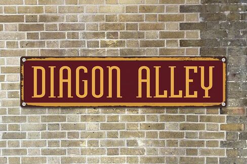 BTFSigns Diagon Alley Decorative Metal Signs for Wall Decro Funny Street Road Sign Rustproof Aluminum Plate 4"x16" Red in Saudi Arabia