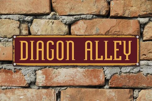 BTFSigns Diagon Alley Decorative Metal Signs for Wall Decro Funny Street Road Sign Rustproof Aluminum Plate 4"x16" Red in Saudi Arabia