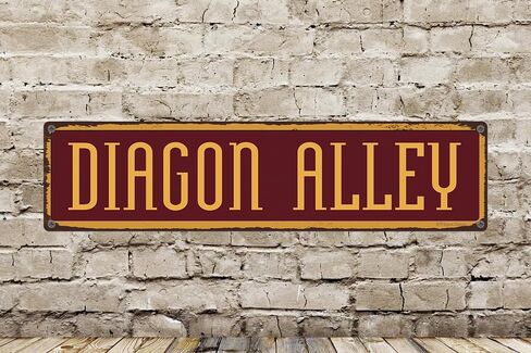 BTFSigns Diagon Alley Decorative Metal Signs for Wall Decro Funny Street Road Sign Rustproof Aluminum Plate 4"x16" Red in Saudi Arabia