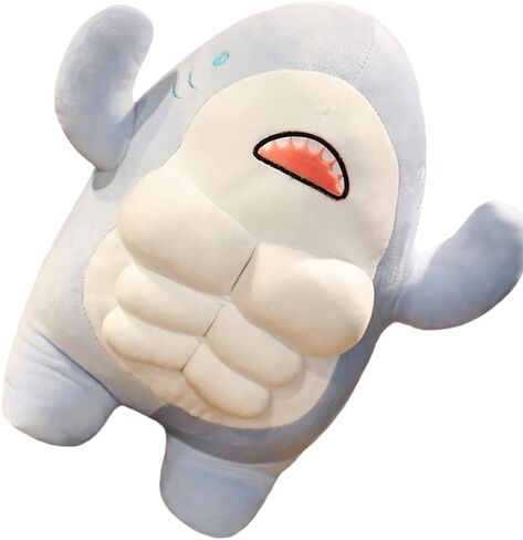 Toddmomy 1PCS Cute 3D Muscle Shark Plush Toy,Soft Stuffed Shark Animal Dolls Kawaii Shark Hugging Pillow for Kids Xmas Birthday,45cm in Saudi Arabia