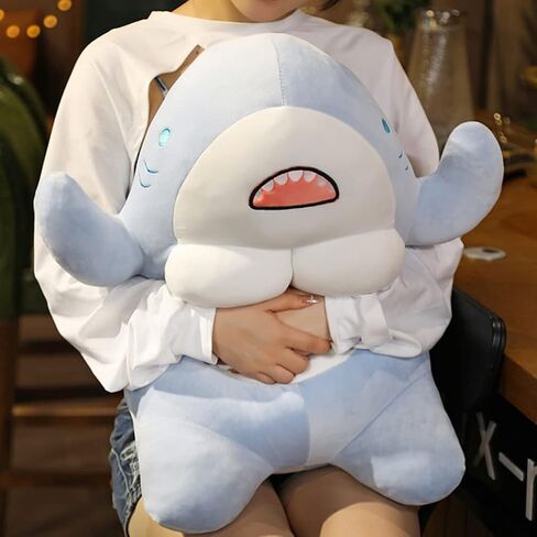 Toddmomy 1PCS Cute 3D Muscle Shark Plush Toy,Soft Stuffed Shark Animal Dolls Kawaii Shark Hugging Pillow for Kids Xmas Birthday,45cm in Saudi Arabia