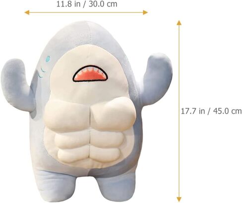 Toddmomy 1PCS Cute 3D Muscle Shark Plush Toy,Soft Stuffed Shark Animal Dolls Kawaii Shark Hugging Pillow for Kids Xmas Birthday,45cm in Saudi Arabia