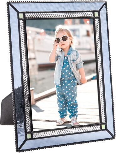 Blue Glass Picture Frame 4x6 Photo Vertical or Horizontal Easel Back Office Desk Table Top Home Decor Gift J Devlin Pic 418 Series (4x6) in Saudi Arabia