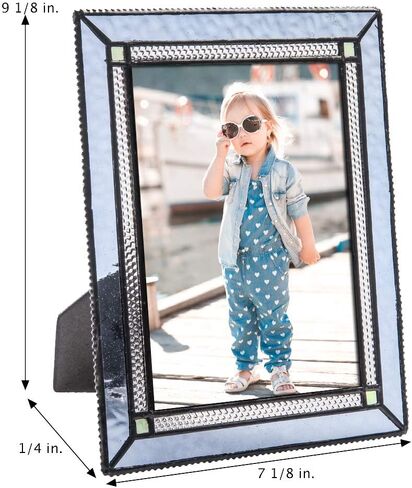Blue Glass Picture Frame 4x6 Photo Vertical or Horizontal Easel Back Office Desk Table Top Home Decor Gift J Devlin Pic 418 Series (4x6) in Saudi Arabia