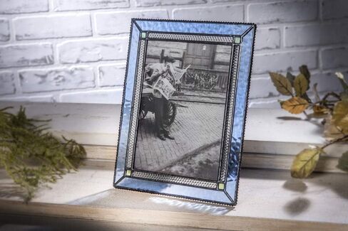Blue Glass Picture Frame 4x6 Photo Vertical or Horizontal Easel Back Office Desk Table Top Home Decor Gift J Devlin Pic 418 Series (4x6) in Saudi Arabia