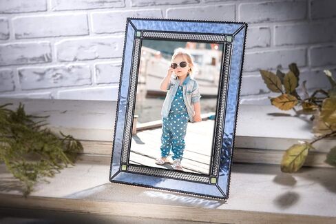 Blue Glass Picture Frame 4x6 Photo Vertical or Horizontal Easel Back Office Desk Table Top Home Decor Gift J Devlin Pic 418 Series (4x6) in Saudi Arabia