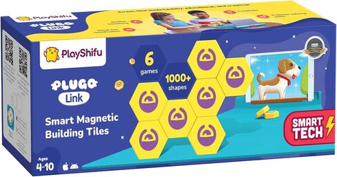 PlayShifu Interactive STEM Toys - Plugo Link (Kit + App) | Educational Toy for Kids 4-10 Years | Brain Games | Magnetic Building Blocks + 200 STEM Puzzles | Engineering Kit (Works with tabs/mobiles) in Kuwait