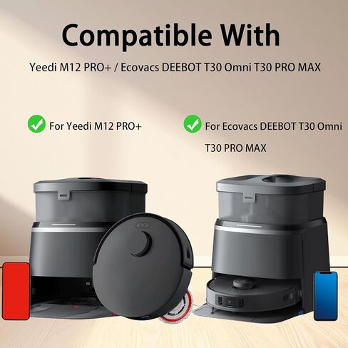 ملحقات بديلة متوافقة مع Yeedi M12 PRO+، للمكنسة الكهربائية Ecovacs DEEBOT T30 Omni T30 PRO MAX، 1 فرشاة رئيسية، 4 فرش جانبية، 4 مرشحات هيبا، 4 وسادات ممسحة، 4 أكياس غبار in Saudi Arabia