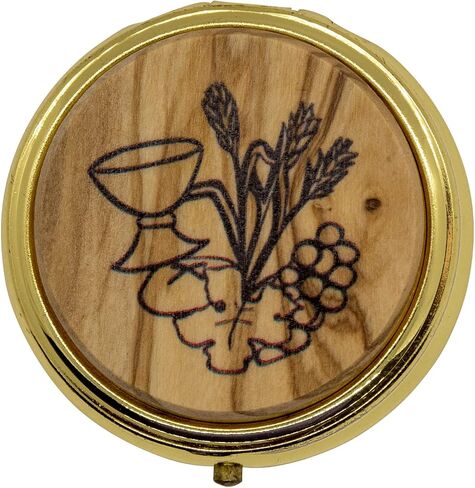Venerare 2" Pyx for Holy Communion with Olive Wood Medallion in Saudi Arabia