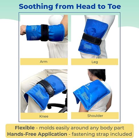 Foot and Ankle Gel Pack - Reusable Gel Ice Pack with Elastic Fastener - Cold Packs for Post-Surgery or Sport Injuries, Flexible Ice Packs - Foot Wrap and Ankle Ice Pack Wrap Compression - 1 Pack Blue in Saudi Arabia