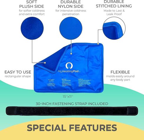 Foot and Ankle Gel Pack - Reusable Gel Ice Pack with Elastic Fastener - Cold Packs for Post-Surgery or Sport Injuries, Flexible Ice Packs - Foot Wrap and Ankle Ice Pack Wrap Compression - 1 Pack Blue in Saudi Arabia