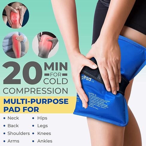 Foot and Ankle Gel Pack - Reusable Gel Ice Pack with Elastic Fastener - Cold Packs for Post-Surgery or Sport Injuries, Flexible Ice Packs - Foot Wrap and Ankle Ice Pack Wrap Compression - 1 Pack Blue in Saudi Arabia