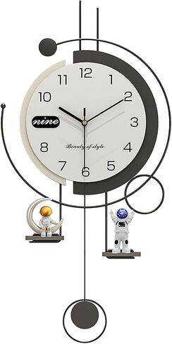 Modern Wall Clock for Living Room Decor Large Decorative Wall Clock Non Ticking Pendulum Wall Clocks for Bedroom Office Kitchen Silent Big Wall Clock with 2 ornaments Wall Decor for Home in Saudi Arabia