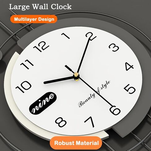 Modern Wall Clock for Living Room Decor Large Decorative Wall Clock Non Ticking Pendulum Wall Clocks for Bedroom Office Kitchen Silent Big Wall Clock with 2 ornaments Wall Decor for Home in Saudi Arabia