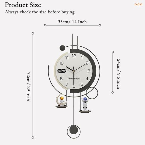 Modern Wall Clock for Living Room Decor Large Decorative Wall Clock Non Ticking Pendulum Wall Clocks for Bedroom Office Kitchen Silent Big Wall Clock with 2 ornaments Wall Decor for Home in Saudi Arabia