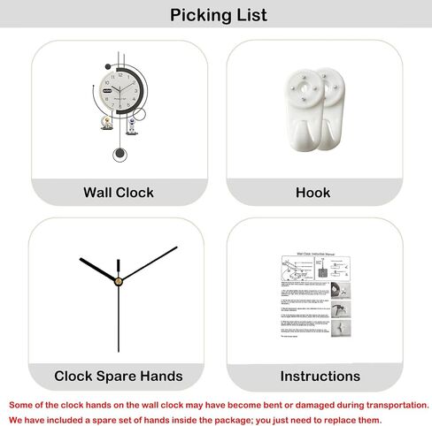 Modern Wall Clock for Living Room Decor Large Decorative Wall Clock Non Ticking Pendulum Wall Clocks for Bedroom Office Kitchen Silent Big Wall Clock with 2 ornaments Wall Decor for Home in Saudi Arabia