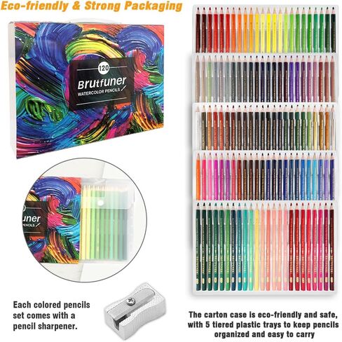 LBW Watercolor Pencils 120 Professional Water Color Pencils Set Colored Pencils for Adult Coloring Book Blending Sketching in Kuwait