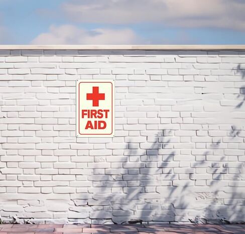Glow In The Dark First Aid Sign 8 x 12 Inches - Sturdy Acrylic Glow Signs - For 50 Feet Visibility in Saudi Arabia