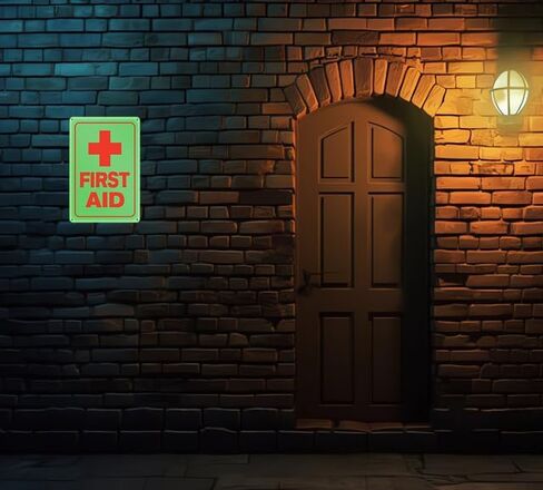 Glow In The Dark First Aid Sign 8 x 12 Inches - Sturdy Acrylic Glow Signs - For 50 Feet Visibility in Saudi Arabia