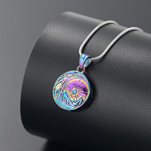 Urn Necklace for Ashes Celtic Knot Cremation Jewelry for Ashes Mountain Necklace for Women Valley Sunset Keepsake Memorial Pendant Moon Mountain Range Necklaces in Saudi Arabia